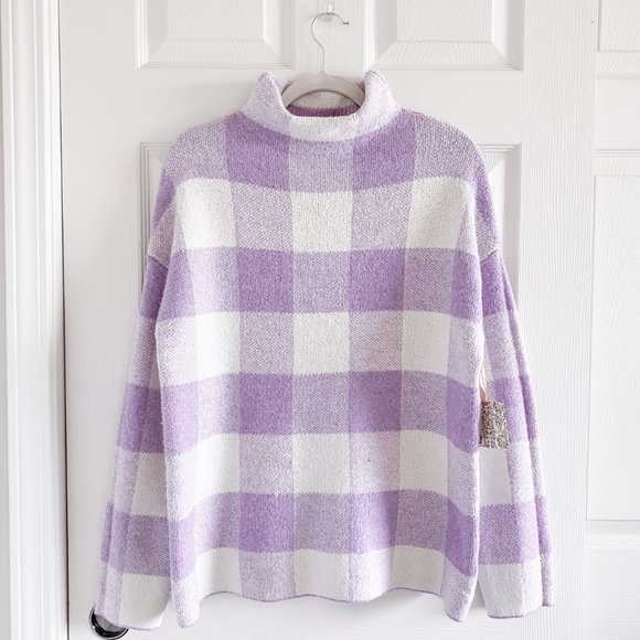 Christian Siriano Sweaters - Buffalo Check Plaid Mock Neck Sweater